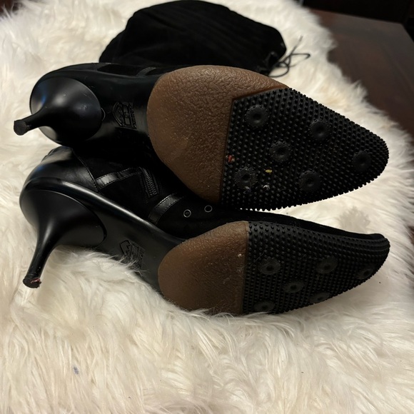 Bally Italy Tesla Black Suede Leather Lace up Heel Women's Boots Size 40 - Picture 9 of 9